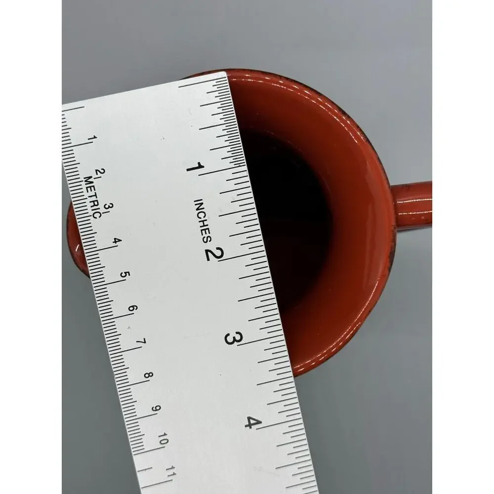 Vintage Small Orange & Brown Pitcher Glazed Clay Made in Italy 5 1/4" Pottery - Picture 7 of 9
